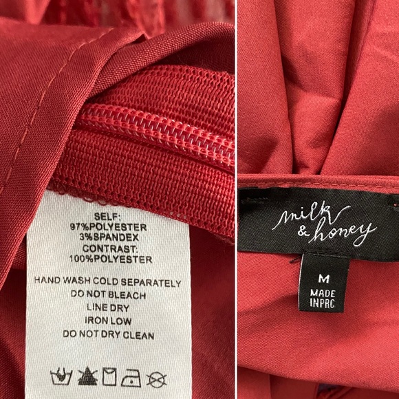 Milk & Honey romantic laced balloon sleeve top, soft red - Picture 3 of 10